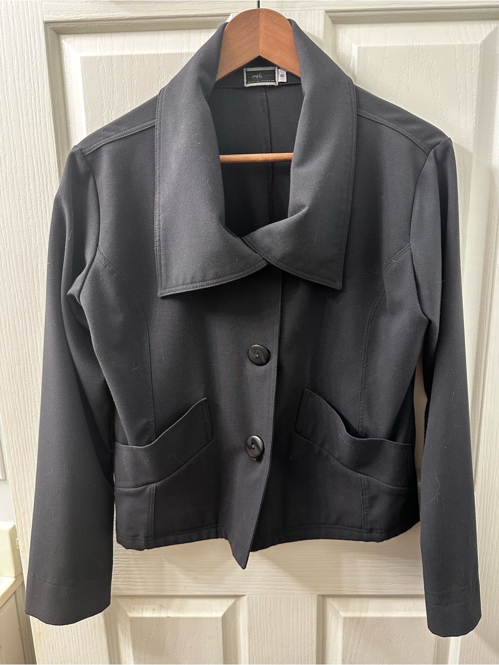 Sympli Grey Cropped Button Blazer
